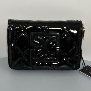 Cleo Glossy Black Patent leather Clutch